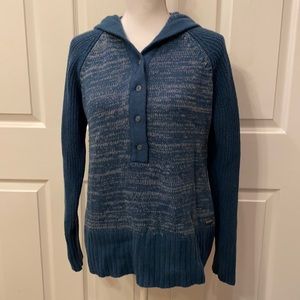 Columbia Sportswear Hooded Sweater Teal Blue Wool Blend Size XL